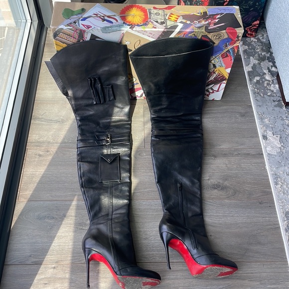 Christian Louboutin Black Leather Thigh 